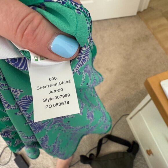 Lilly Pulitzer Green Blue Zebra Print Collared Button Down Blouse Shirt Top Sz M - Picture 7 of 9
